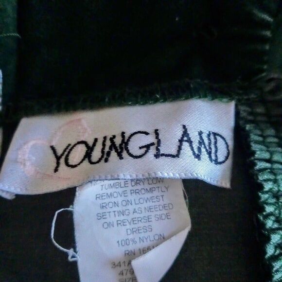 YoungLand 6-9 Months Velvet Dress-Hunter Green-Lace Trim-Bow Detail-Christmas - Picture 6 of 7